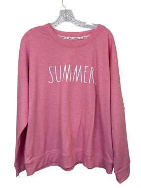 Rae Dunn Pink "Summer" Sweater Women's Lightweight Soft Pullover Lounge Comfy